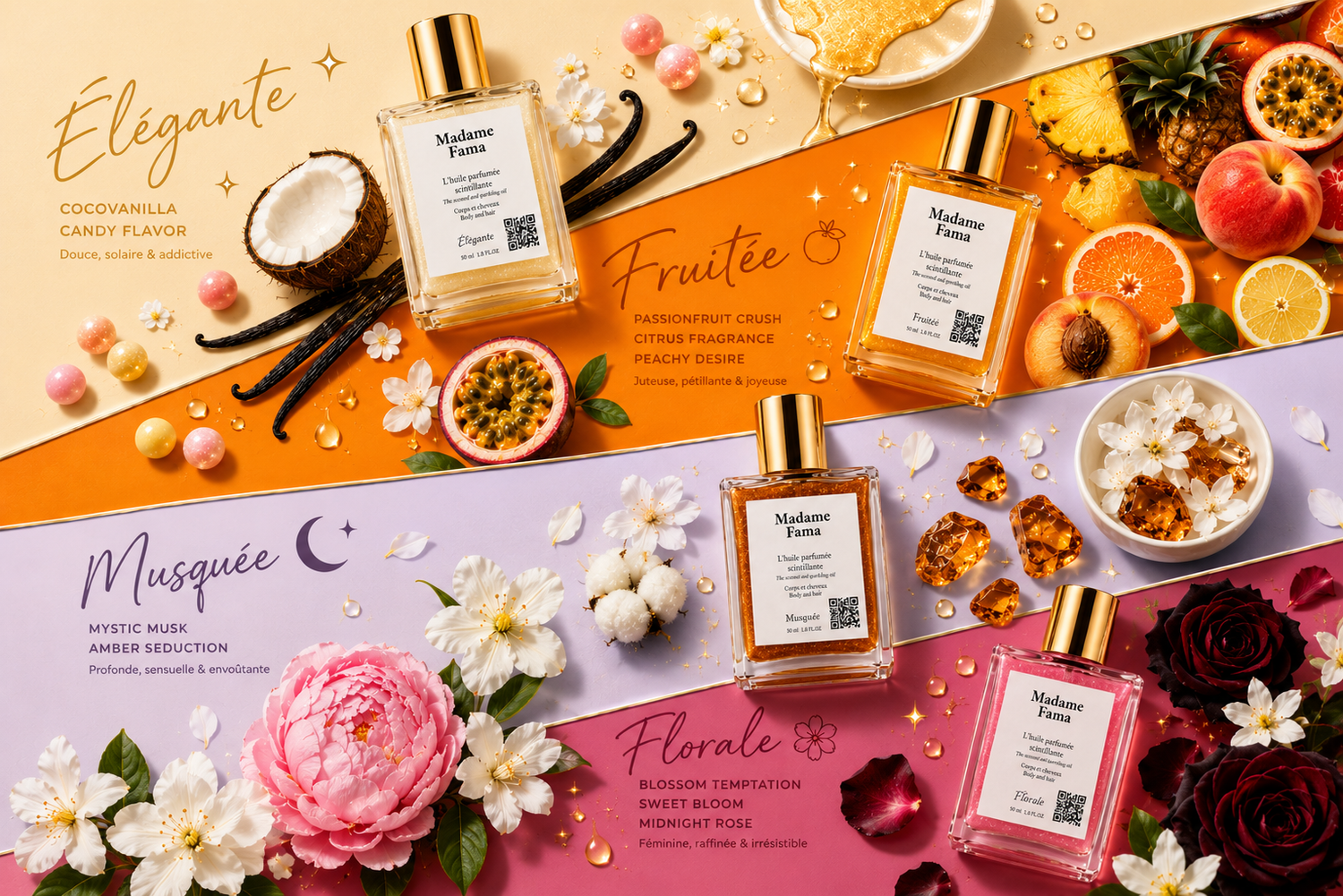 Best Sellers | Huile Pailletée Pour Le Corps | Madame FAMA