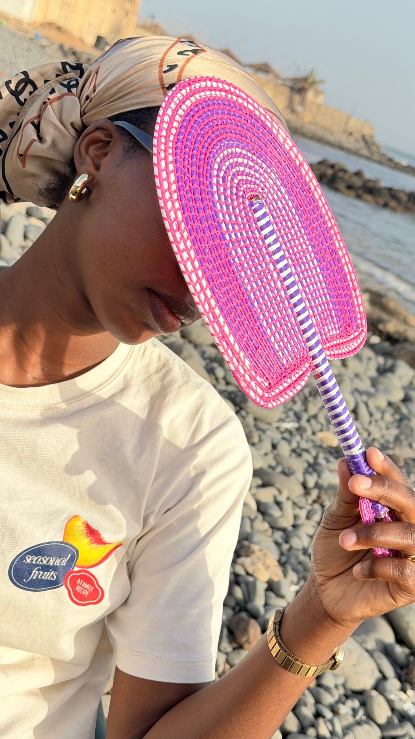 Ndar — Éventail Artisanal Tressé Main Sénégal | Madame FAMA