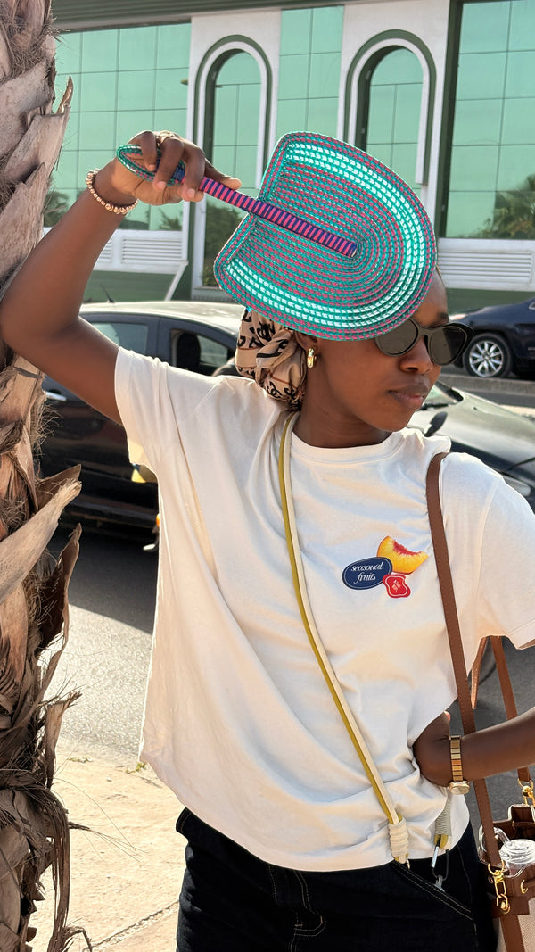 Ndar — Éventail Artisanal Tressé Main Sénégal | Madame FAMA