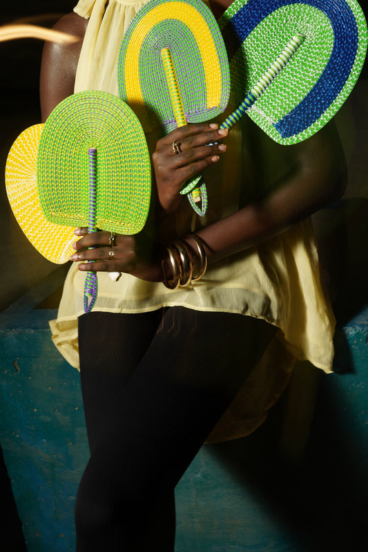 Ndar — Éventail Artisanal Tressé Main Sénégal | Madame FAMA
