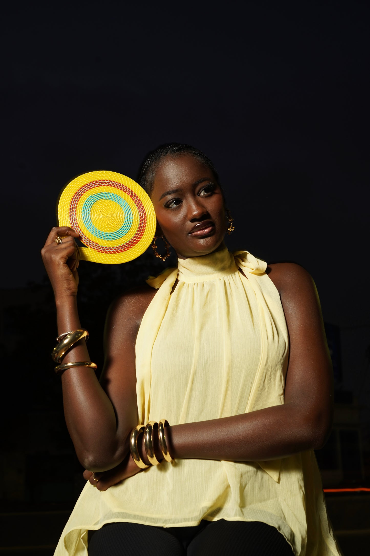 Dakar — Éventail Artisanal Tressé Main | Madame FAMA